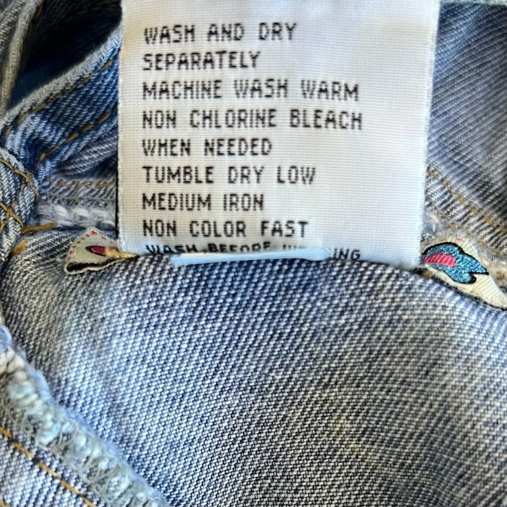 Vintage Y2K Gasoline Girls Bib Overalls Size Large Denim Jeans Flower Power